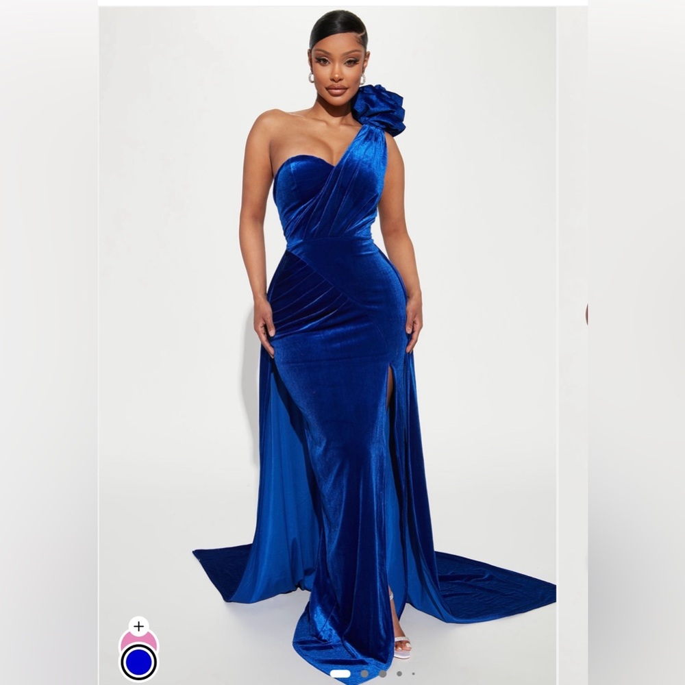 Fashion Nova Royal Blue One-Shoulder Dress